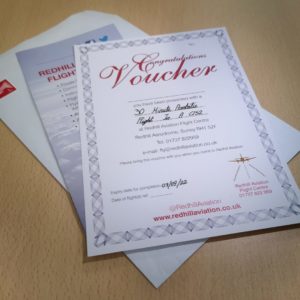 Card Flying Voucher, Leaflet and Envelope